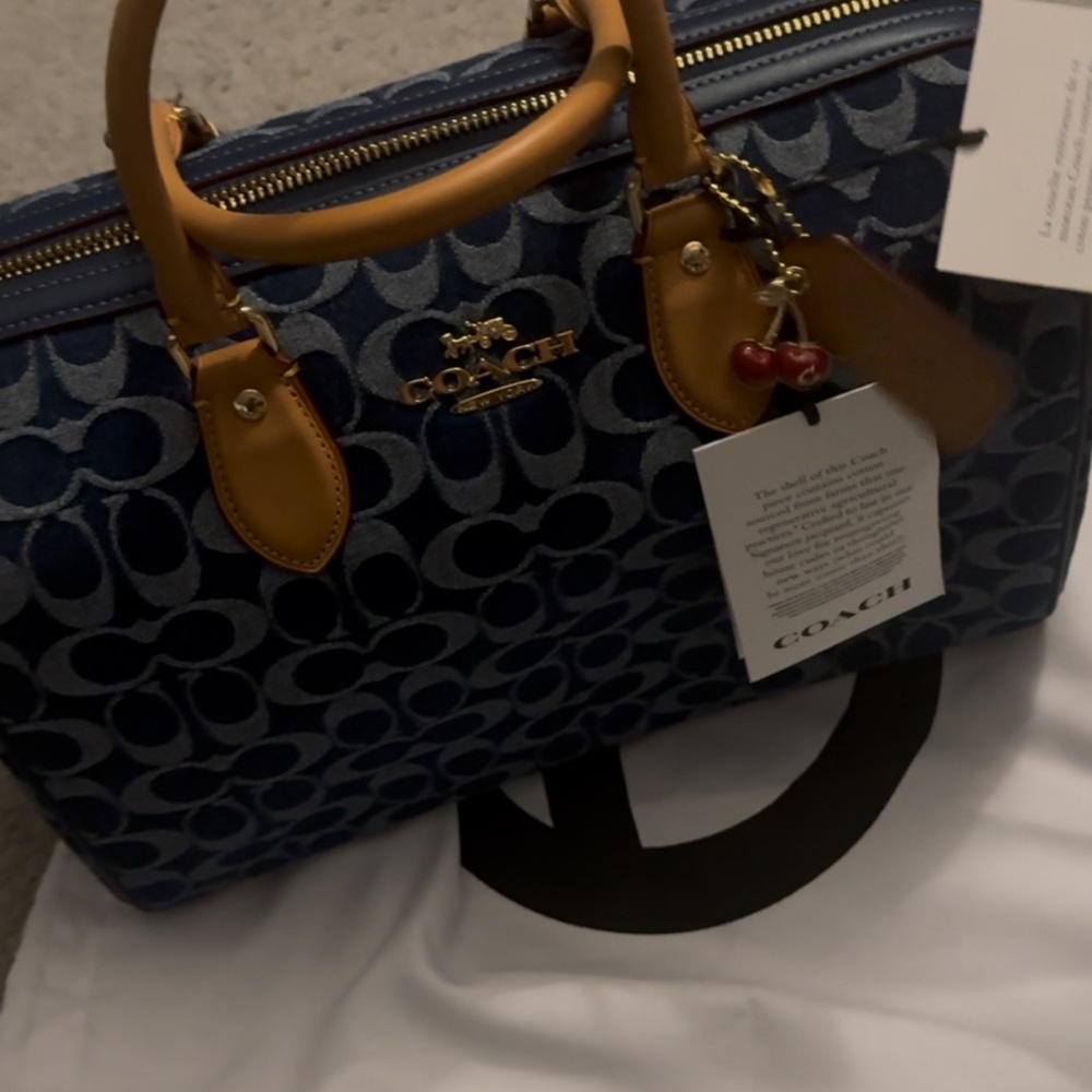 Coach Denim Rowan Satchel (Large size)